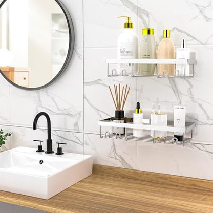 Moforoco Shower Caddy Shelf Organizer Rack, Self Adhesive Black Bathroom Shelves Basket, Home Farmhouse Wall Inside Organization and Storage Decor Rv Accessories, First Camper Apartment Essentials