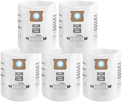 for Shop Vac Bags 10-14 Gallon, Type F 90662 9066200 9066233; Type I 90672 9067200 9067233; VF2005, High Efficiency Disposable Fine Dust Collection Vacuum Filter Bags (5 Pack)