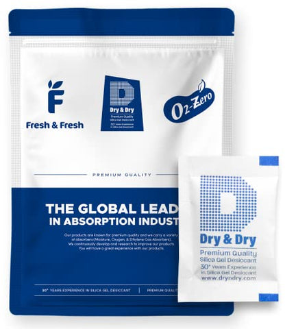 Dry & Dry Silica Gel Packets Desiccants - Rechargeable Silica Gel Packs, Silica Gel Packets, Desiccants Packets - White - 200 Packets (2 Gram)