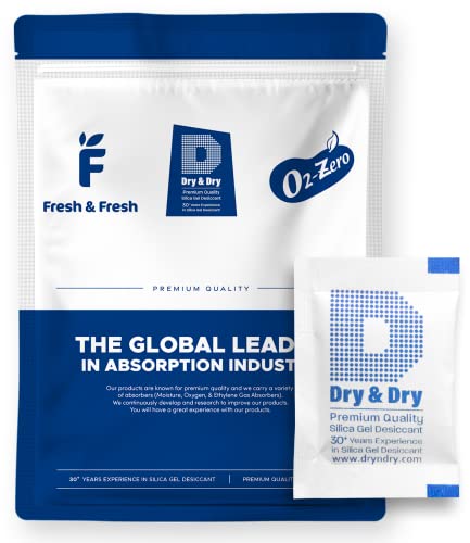 Dry & Dry Silica Gel Packets Desiccants - Rechargeable Silica Gel Packs, Silica Gel Packets, Desiccants Packets - White - 200 Packets (2 Gram)