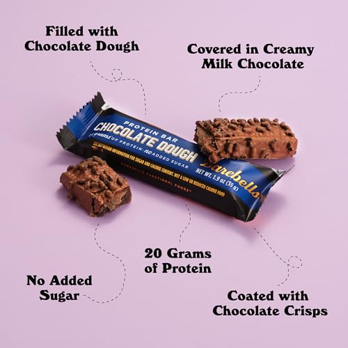 Barebells Protein Bars Chocolate Dough - 12 Count, 20g High Protein Treats - Chocolate Nutrition Bar with 1g Total Sugars - On-The-Go Breakfast or Post-Workout Snack
