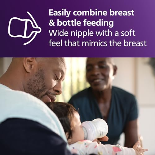 Philips Avent Natural Baby Bottles with Natural Response Nipples (Medium Flow, Flow 3), 9oz, 2-Pack, SCY903/02