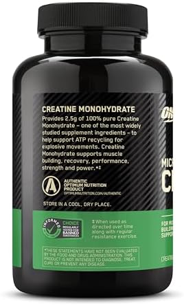 Optimum Nutrition Micronized Creatine Monohydrate Capsules, Keto Friendly, 2500mg, 100 Capsules