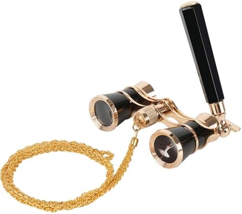 3X25 Opera Glasses for Women with Adjustable Handle & Chain,BK7 Optical Lens, Vintage Compact Mini Theater Binoculars Adults Kids in Opera Musical Concert-Black