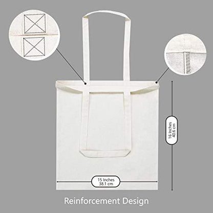 TOPDesign 12-Pack Economical 16"x15" Cotton Tote Bags, Lightweight Medium Reusable Grocery Shopping Cloth Bags, Suitable for DIY, Advertising, Promotion, Gift, Activity
