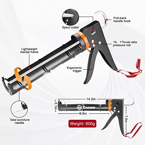 Caulk Gun Kit, Smooth Silicone Caulking Gun and Caulk Remover Tool, Sealant Finishing Tool Grout Scraper for Kitchen Bathroom Window Sink Joint, All in One with Gift Box