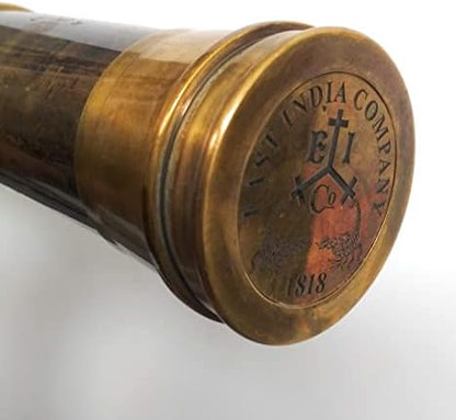 Rare Brass Telescope Spyglass - East India Company 1818 Tracker Vintage Pirate Spyglass Scope Antique 32" Large Handstitched Leather Gift Box (BT-EIC-32)