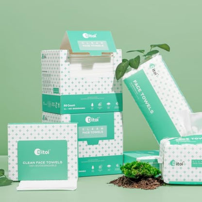 Face Towels, 10"×12" Disposable Face Towel, Face Towelettes XL, Ultra Soft Makeup Remover Dry Wipes, Thick Face Towel for Cleansing,300 Count (6 Pack)