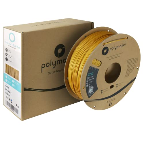 Polymaker PLA PRO Filament 1.75mm 1kg, Tough & High Rigidity Gold 3D Printing Filament, PolyLite PLA PRO 3D Printer Filament 1.75mm, Print with Most 3D Printers