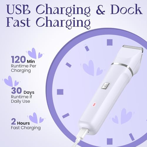 Electric Razors for Women - Wet/Dry Womens Electric Shaver for Legs, Replaceable Body Hair Blade Heads&Hair Remover for Face Head, No Nick, No Cut, No Razor Burn, Purple