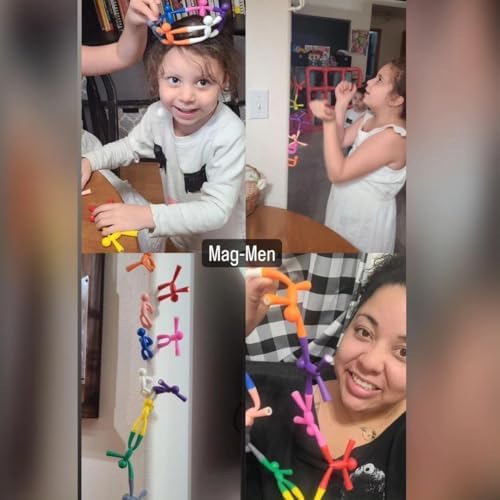 MAGMEN Enhanced Grip Magnetic Fidget Figures for Kids 3-8 & Toddlers | 10-Piece Solid Colors Multipurpose Magnets Set for Travel, Road Trip, Office & Stocking Stuffer Gifts.