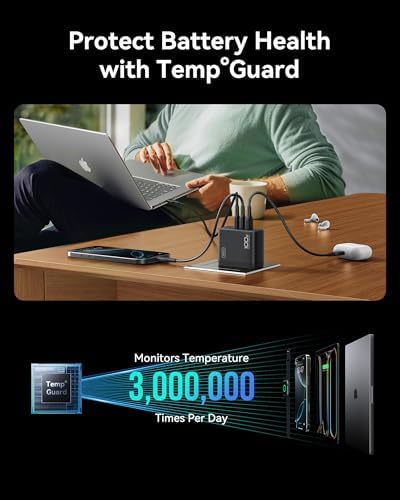 INIU USB C Charger Block, 3-Port 100W PD Fast Charging, MacBook Charger with USB C Cable and Foldable Plug, GaN Tech, for MacBook Pro/Air, Laptop, iPhone 16, Samsung S25, iPad, Multiple Devices etc