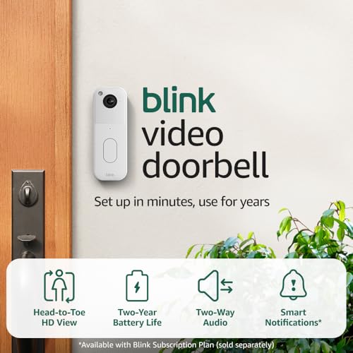 Blink Video Doorbell (newest model) – Head-to-toe HD view, two-year battery life, and simple setup. Sync Module Core included – System (White)