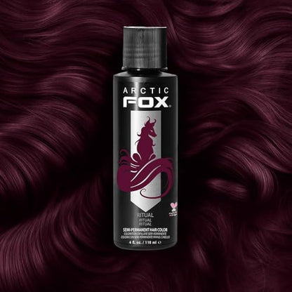 Arctic Fox Semi-Permanent Hair Dye, Vegan & Cruelty-Free, Ammonia-Free, Conditioning, Long Lasting, Vibrant Burgundy Red, For All Hair Types, Ritual, 4 Fl Oz (Pack of 2)