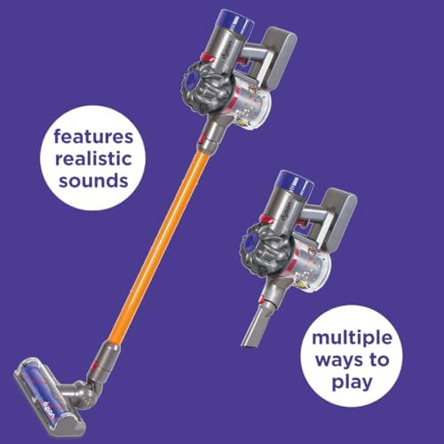 Casdon Dyson Cordless Vacuum Interactive & Officially Licensed Toy Dyson Vacuum For Children Aged 3+ Realistic Role-Play Fun, Purple and Orange