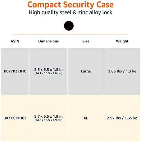 Amazon Basics Portable Security Case Lock Box Safe, Small Lock Box with Code, for College Dorm Room, Home, Combination Lock, Large, Black