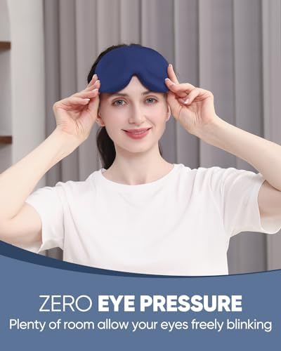 MZOO Sleep Eye Mask for Side Sleeper Men Women, Zero Eye Pressure 3D Sleeping Mask, Light Blocking Patented Design Night Blindfold, Soft Eye Shade Cover for Travel, Blue
