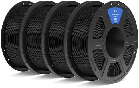 ELEGOO PETG Filament 1.75mm Black 4KG, 3D Printer Filament Dimensional Accuracy +/- 0.02 mm, 4pcs 1kg Spool(2.2lbs) Fits for Most FDM 3D Printers