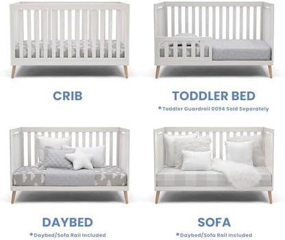 Delta Children Essex 4-in-1 Convertible Baby Crib, Bianca White with Natural Legs