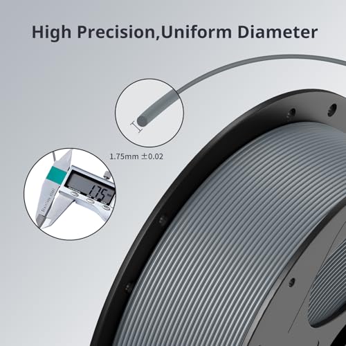 ANYCUBIC 3D Printer Filament PLA Bundle, PLA Filament 1.75mm Dimensional Accuracy +/- 0.02mm, 1KG Reusable Spool, 2KG Gray