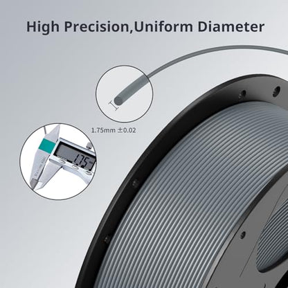 ANYCUBIC 3D Printer Filament PLA Bundle, PLA Filament 1.75mm Dimensional Accuracy +/- 0.02mm, 1KG Reusable Spool, 2KG Gray