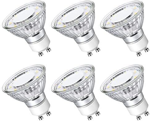 LE GU10 LED Light Bulbs Non-Dimmable, 5000K Daylight White GU10 Bulb Replacement for Recessed Track Lighting, 4W LED Bulbs with 100°Flood Beam for Kitchen, Range Hood, Living Room, Bedroom, 6 Pack