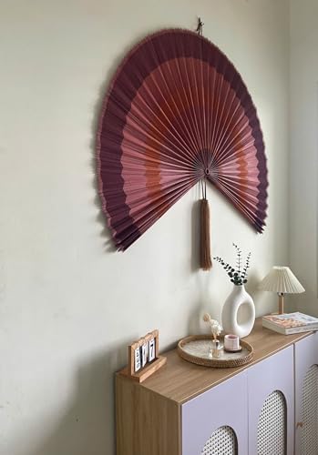 Fan Wall Decor,Japanese Wall Fan Decor,Large Bamboo Fan Wall Art For Boho Hanging Headboard,Decorative Folding Fan For Over Bed Decorations,Large Wall Dcor (Terracotta, 48inch)