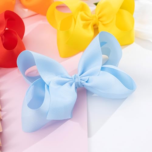 Oaoleer 40Pcs 8" Hair Bows Clips Grosgrain Ribbon Bows Hair Alligator Clips Hair Barrettes Hair Accessories for Baby Girls Infants Toddlers Kids Teens Children (8 Inch)