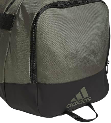 adidas Unisex Defender 4.0 Gym Duffel Bag for Men and Women, Olive Strata Green/Black/Silver Metallic, Medium (66L)