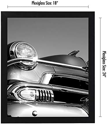Americanflat 18x24 Poster Frame with Polished Plexiglass - Black Picture Frame - Wide Photo Frames Made of Engineered Wood for Vertical or Horizontal Wall Display - Epic Collection - Black