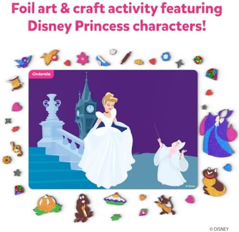Skillmatics Foil Fun - Disney Princess, Mess-Free Art & Craft Kits for Kids, DIY Creative Activity, Travel Toys, Perfect Gifts for Fans of Moana, Cinderella, Ariel, Jasmine, Ages 4, 5, 6, 7, 8, 9