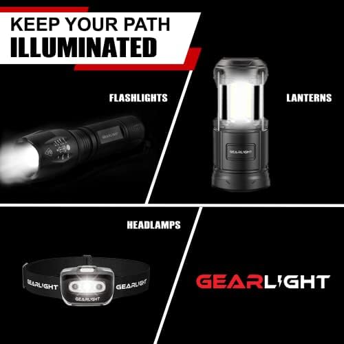 GearLight S1050 LED Flashlight High Lumens - for Camping, Hiking, Dog Walking - Powerful Emergency Flashlights with 3 Modes for Outdoor Use - Bright Flashlight - 2 Pack, (Batteries Not Included)