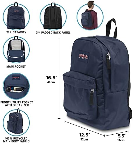 JanSport SuperBreak One Backpacks - Durable, Lightweight Bag with 1 Main Compartment, Front Utility Pocket with Built-in Organizer - Premium Backpack, Graphite Grey