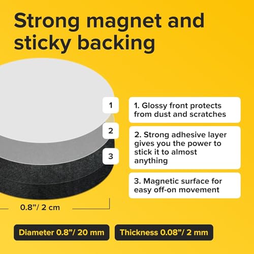 X-bet MAGNET Hyper-Sticky Magnets with Adhesive Backing - (0.8'' x 0.08'', 240 pcs) Strong Magnetic Dots for Whiteboard, Fridge, Crafts - Easy-to-Cut Stickers for Planning and Organization
