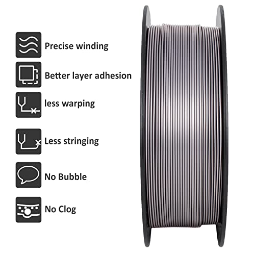 Geeetech Silver Filament, PLA Filament 1.75mm 1kg Spool (2.2lbs), Dimensional Accuracy +/- 0.02mm, 3D Printing Filament Fit Most FDM Printer, New Silver
