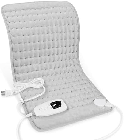 Heating Pad,Electric Heating Pads for Back,Neck,Abdomen,Fathers Day Dad Gifts,Moist Heating Pad for Shoulder,Knee,Arms,Legs,Dry/Moist Heat & Auto Shut Off,Birthday Gifts for Men(Light Gray, 24''×12'')