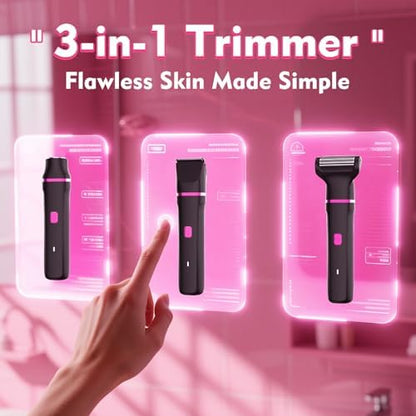 Bikini Trimmer for Women - Waterproof Wet & Dry Electric Foil Shaver for Private Area, Rechargeable Dock, Painless Smooth Shaving & Trimming of The Body, Face, Underarm, Legs, Tiktok Trend Items