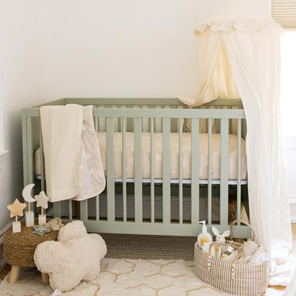 Burt's Bees Baby Essential Organic Cotton Fitted Crib Sheet, Breathable for Boy Girl Standard Crib & Toddler Mattresses