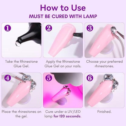 Makartt Rhinestone Glue for Nails 12PCS 30ML, Super Strong Gel Adhesive for Nail Salon, 3D Nail Art, Gem Jewelry & Nail Charm Decoration