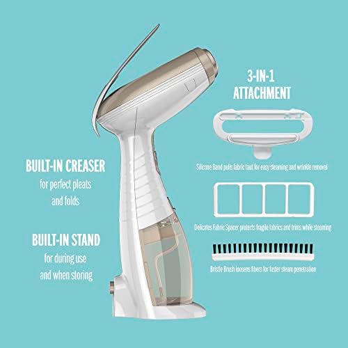 Conair Handheld Garment Steamer for Clothes, Turbo ExtremeSteam 1875W Fabric Steamer, Portable Handheld Design, Strong Penetrating Steam, Amazon Exclusive, White/Champagne