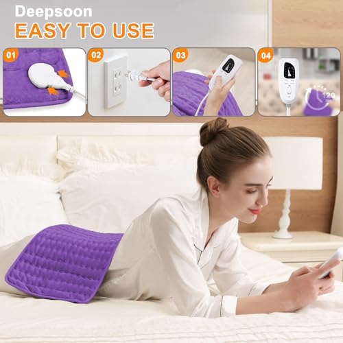 Heating Pad-Electric Heating Pads for Back,Neck,Abdomen,Moist Heated Pad for Shoulder,Knee,Hot Pad for Arms and Legs,Dry&Moist Heat & Auto Shut Off(Purple, 12''×24'')