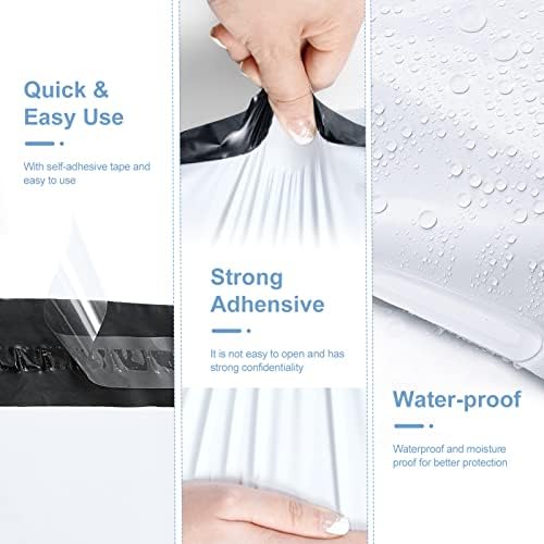 Metronic Poly Mailers 14.5x19 100 Pcs Large Shipping Bags for Clothing Mailing Bags with Strong Self-sealing Adhesive Waterproof and Tear-Proof Postal Bags in White