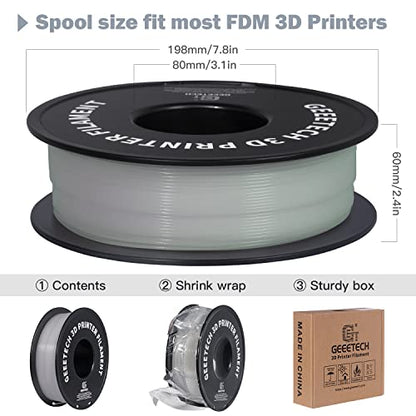 Geeetech 3D Printer Filament,Luminous PLA Filament 1.75mm,Glow in The Dark Green 1kg (2.2lbs) 1 Spool
