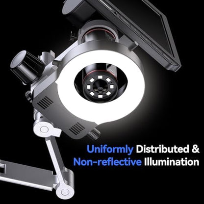 TOMLOV 4K Autofocus Microscope TM4K-AF Max, 10.1" HDMI Digital Microscope with Spin Flex Arm, Micro Soldering Microscopes for Electronics Repair, 52MP Error Coin Micro Scope Full View, Ring Light, 64G