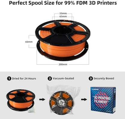FLASHFORGE PLA Filament 1.75mm, 3D Printer Filament 1kg (2.2lbs) Spool, Dimensional Accuracy +/- 0.02mm, 3D Printing Filament Easy to Use and Fits for Most FDM 3D Printers (Orange)