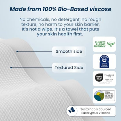 Clean Skin Club Clean Towels XL™ Supreme, 100% USDA Biobased Face Towel, Disposable Face Towelette, Eczema Association Accepted, Makeup Remover Dry Wipes, Ultra Soft, 50 Ct, 1 Pack