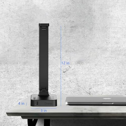 Drevet LED Desk Lamp for College Dorm Room, Desk Light with 1 USB Charging Port 2 AC Power Outlet, 3 Lighting Modes, 3 Level Brightness Touch Lamp, Eye-Caring Home Office Foldable Table Lamp