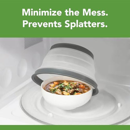 Tovolo Microwave Splatter Cover for Food, 3-Pack (Charcoal) - Collapsible & Vented Silicone Splatter Guard Lid - Microwave Plate & Dish Cover with Handle - BPA-Free Kitchen Gadget for Meal Prep