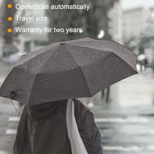 SIEPASA Two Packs Auto Open & Close Small Travel Umbrella for Backpack-Umbrellas for Rain, Windproof Lightweight Strong Mini Portable Umbrellas for Men and Women.(Black & Yellow, 2 Pack)