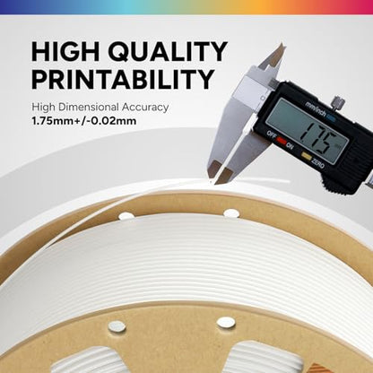 OVERTURE PLA Filament 1.75mm PLA 3D Printer Filament, 1kg Cardboard Spool (2.2lbs), Dimensional Accuracy +/- 0.02mm, Fit Most FDM Printer (White 1-Pack)